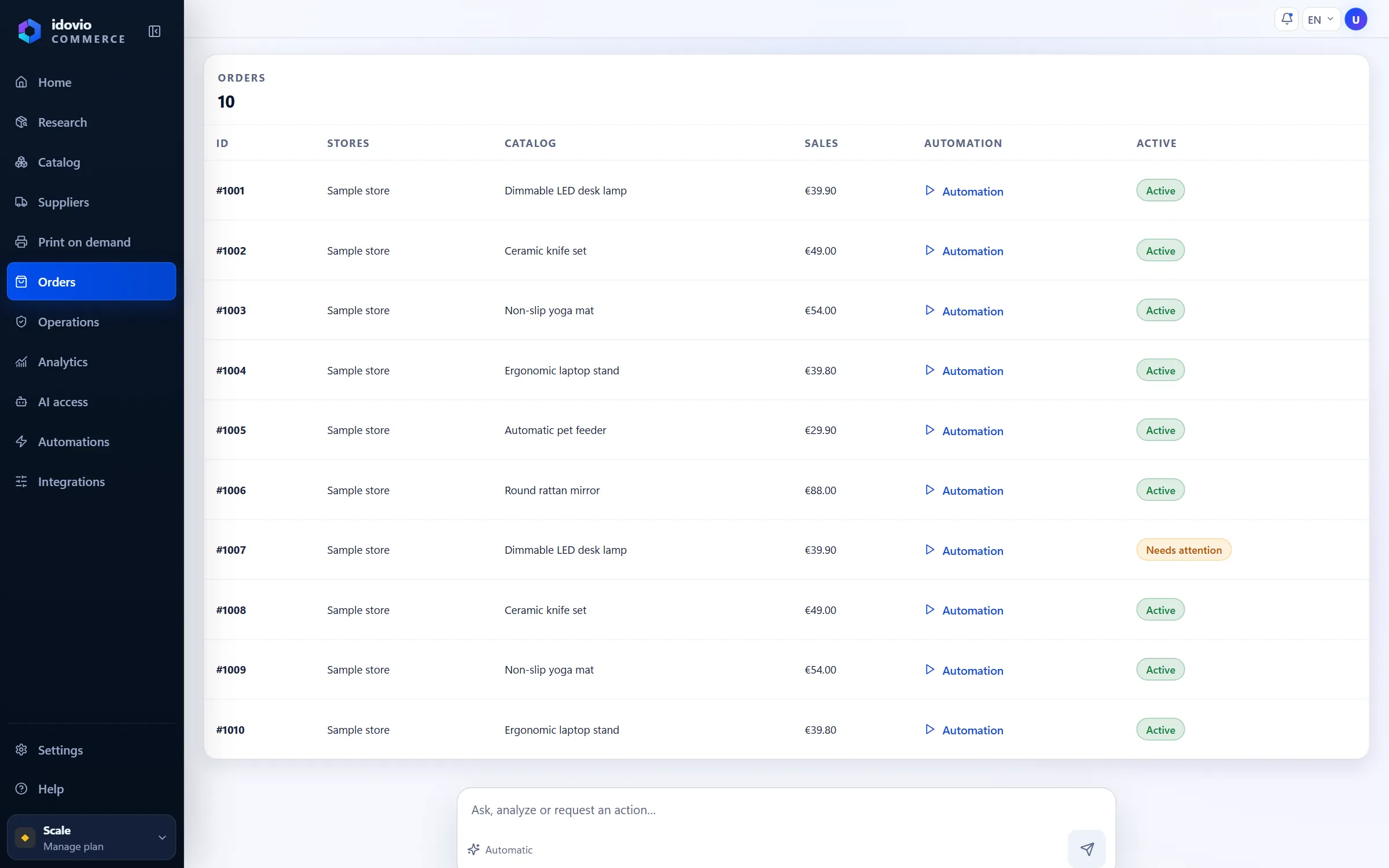 Idovio Commerce Orders